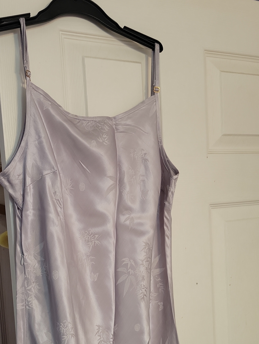 Lavender Satin Slip Maxi Dress with Delicate Shine 100% Silk